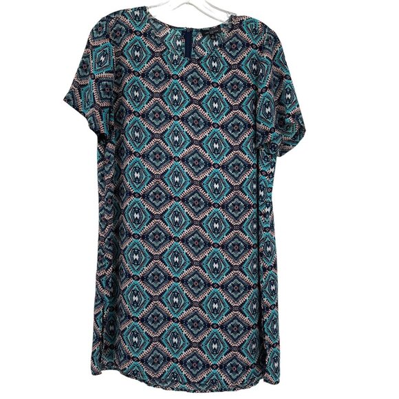 The Limited Dress Women's Size Medium Short Sleeve teal geometric Patterned - Picture 1 of 4